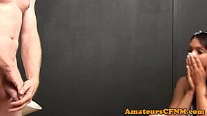 I watchs this bossy brittish babe wanks my sub cock in femdom heels fetish masturbation