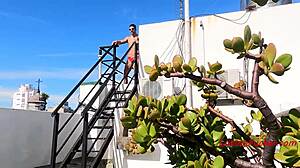 Intense bareback assfucking with latina on sun-kissed skin