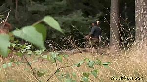 busty german stepmom enjoys outdoor group activity with black amateur in european setting