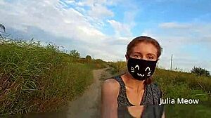 juli smith undresses nude in the outdoor field