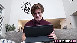 Young Guy Orders Hot Brunette Robot for Cuddling and Fucking!