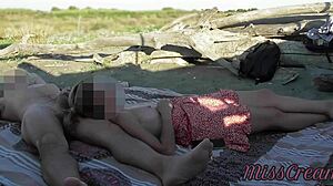 Damn! French teacher blows stranger on nude beach!