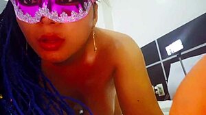 Skinny busty latina gets oil sprayed on tits and ass during massage