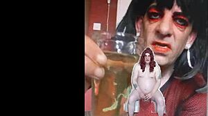 Shy Bisexual Sissy Swallows Pee in Naked Exposure