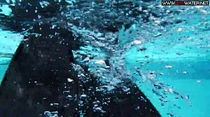 diana kalgotkina strips for naked swim in sexy pool scene