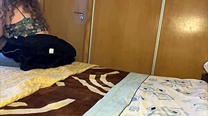 Cuckold interrupts wife fucking with big tits bouncing