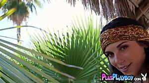 Cute Teen Elena Generi Poses Outdoors in Hot Striptease