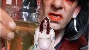 Shy Bisexual Sissy Swallows Pee in Naked Exposure