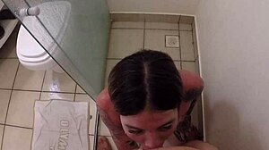 Latina Girl Loves Older Men For Blowjobs And Creampies In Bathroom