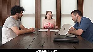 why is the hot wife letting her stepson and husband fuck her in freeuse home?