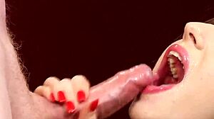 Wicked honey gets huge sperm load on face and swallows all the jizz!