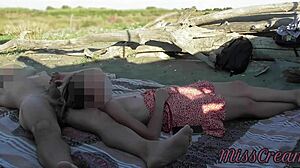 Damn! French teacher blows stranger on nude beach!