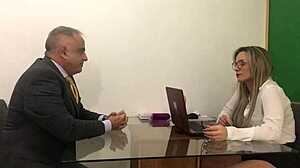 reunion with director turns into oral sex and cumshot on big tits and ass