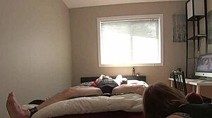 Milf Teases Bound Boyfriend's Sensitive Feet and Cock with Licks Part 1