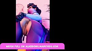 Alicebong in Widowmaker cosplay with toys