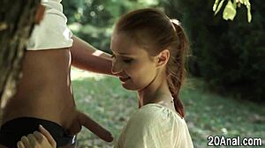 why is this adorable teen 18+ getting her butt fucked outside?