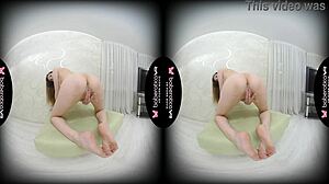 brunette vika lita finger fucks wet shaved pussy in vr!