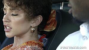 Hot babe Geishakyd rides her chauffeur’s cock in steamy interracial action.