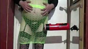 Watch Crossdresser Masturbate with Machine!
