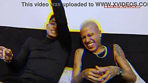 I brought my tattooed friend to suck my monster cock and fuck his big ass in pov