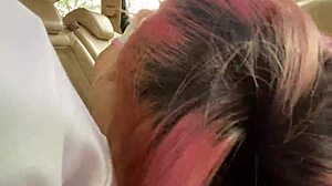 skinny girl walks city with vibrator inside