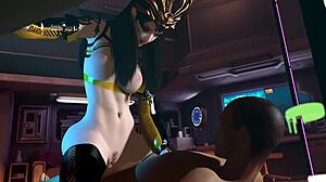 이 3D 섹시 아시안 로봇이 란제리 입고 젖은 보지 세게 드릴했어