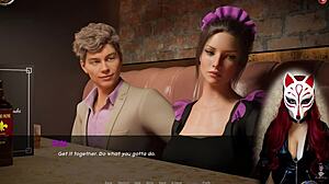 Kate explores the game in maid costume.