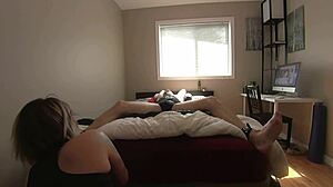 Milf Teases Bound Boyfriend's Sensitive Feet and Cock with Licks Part 1