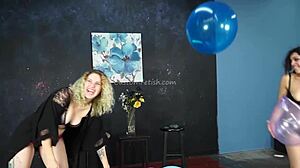 behind the scenes of a fetish model promo with balloons