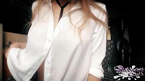 Watch This Russian Babe Finger Her Pussy Close Up!