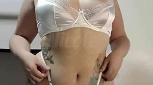 Latina wife teases in sexy white lingerie