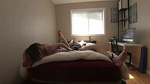 Milf Teases Bound Boyfriend's Sensitive Feet and Cock with Licks Part 1