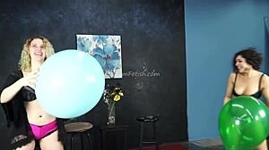behind the scenes of a fetish model promo with balloons