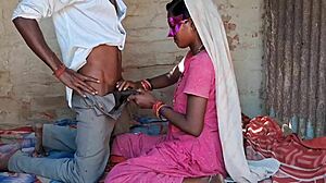 Desi wife in pink skirt bent over for rough action. Did she enjoy the cold drink before?