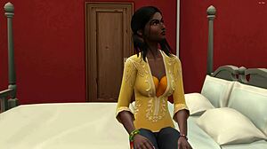 Stepbrother catches indian stepsister naked and fucks her after licking