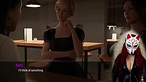 Kate udforsker spillet i stuepige kostume.