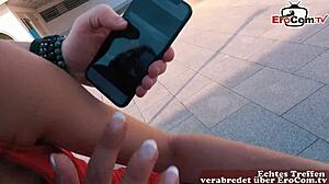 German Man Meets Brunette Teen Model For Outdoor Fuck