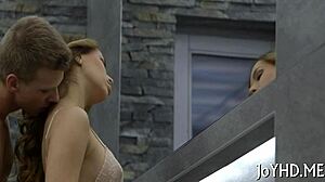 teen sweetheart in rough competition, getting small tits sucked and deep fucked