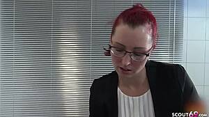 German Mature Step Mom Gives Intense Handjob In Latex!