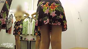 Voyeur Upskirt In Womens Fitting Room Without Panties