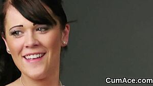 Watch this frisky hottie get cum shot on her face and gulp all the ejaculate?
