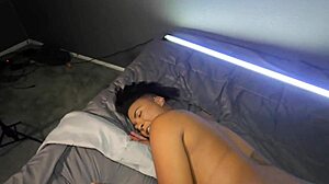 Ebony Babe Bent Over Receives Deep Anal Creampie From Cock