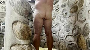 Fat daddy drops soap for date