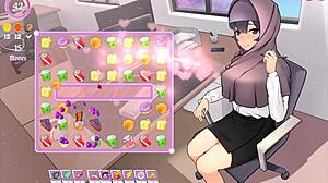 in this hentai game, my tsundere boss teases with massive tits out of her outfit 😘🎮