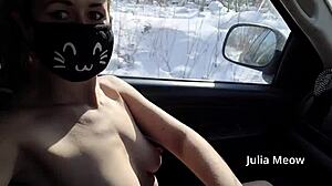 Winter naked stories of flashing pussy in snow