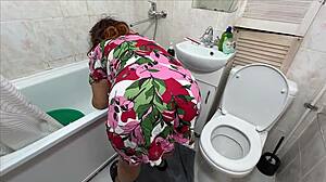 mature milf spreads tight ass for anal sex with stepson and monster cock