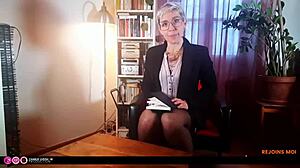 French Banker MILF Jerks Off in Roleplay