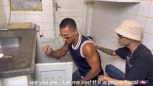 Neighbor plumber drills with massive bareback cock