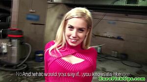 Blonde flashes camera in public pickup