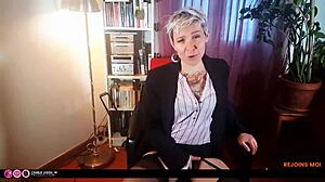 French Banker MILF Jerks Off in Roleplay